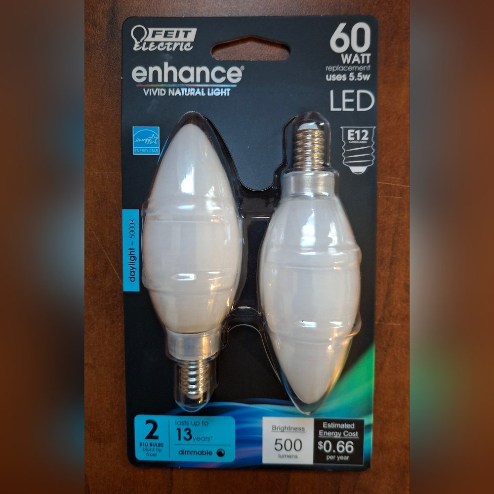 Feit Electric BPCTF60950CAFL2 Daylight 120V Blunt Tip E12 Filament LED Bulb 60W